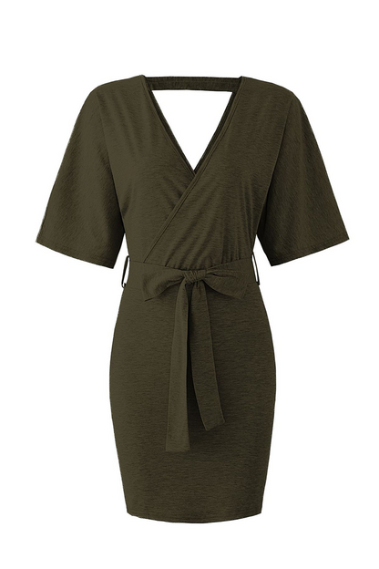 Hollowed Out V Neck Pencil Skirt Dresses(4 Colors)