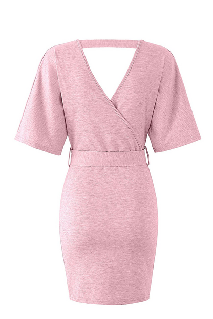Hollowed Out V Neck Pencil Skirt Dresses(4 Colors)