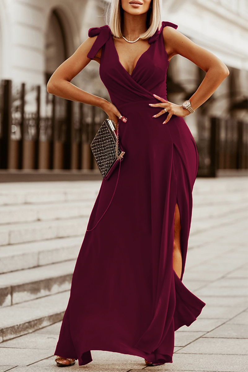 Bandage V Neck Cake Skirt Dresses