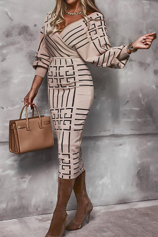 Print Patchwork V Neck Waist Skirt Dresses(3 Colors)