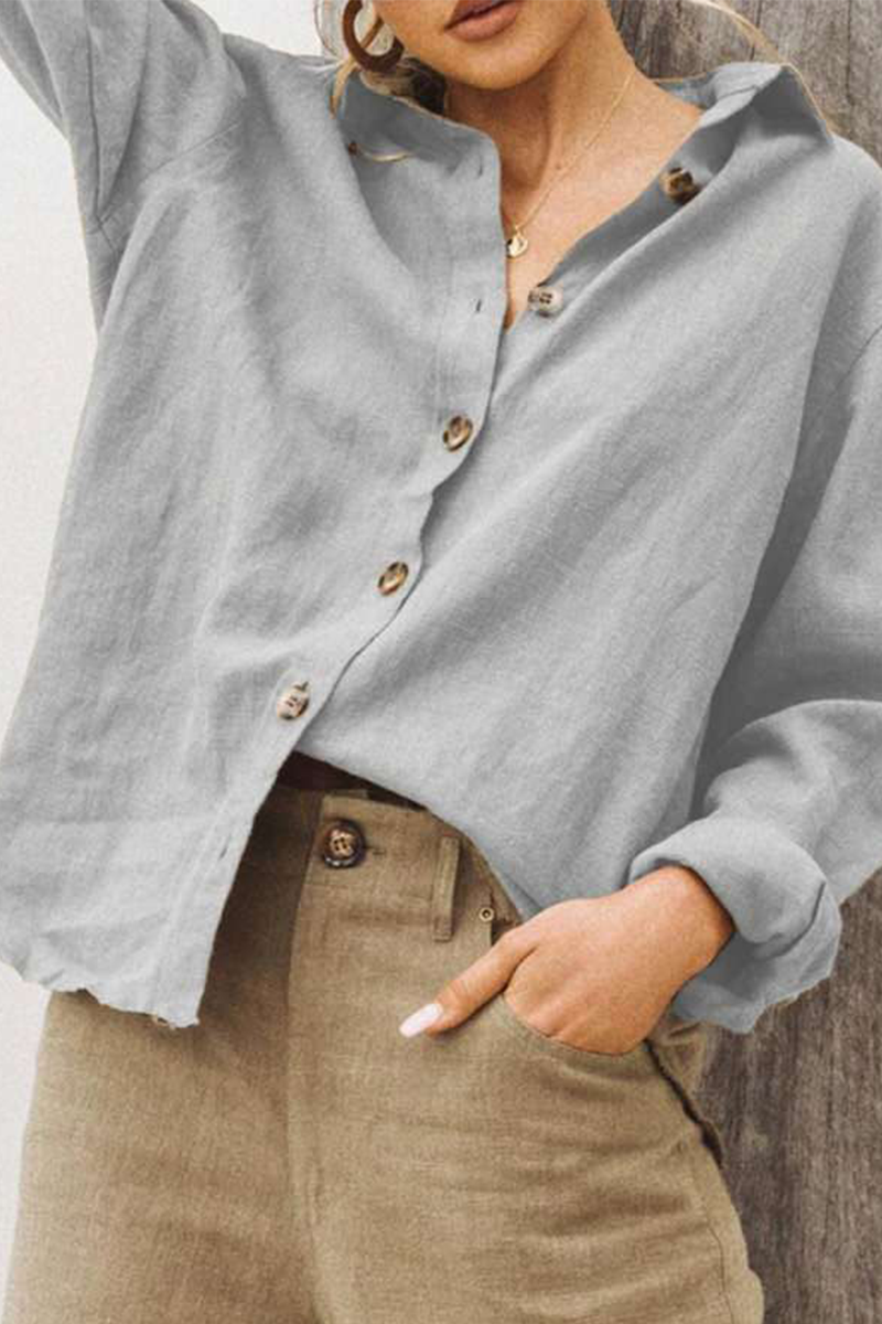 Patchwork Turndown Collar Blouses(5 Colors)
