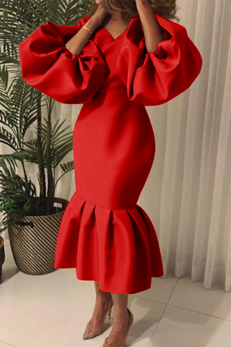 Patchwork V Neck Cake Skirt Dresses(6 Colors)