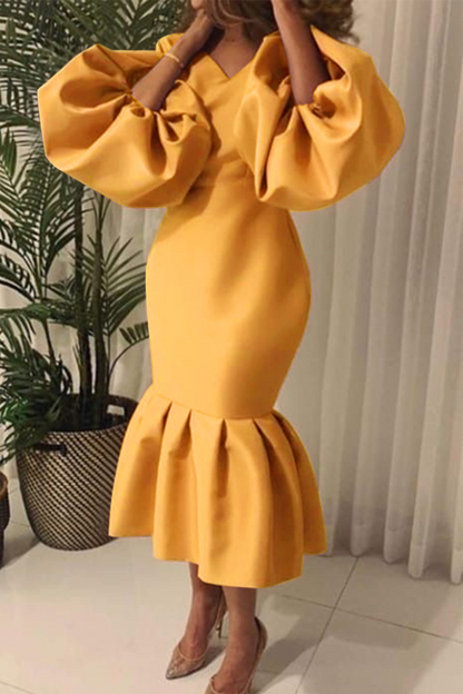 Patchwork V Neck Cake Skirt Dresses(6 Colors)