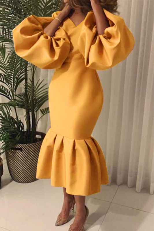 Patchwork V Neck Cake Skirt Dresses(6 Colors)