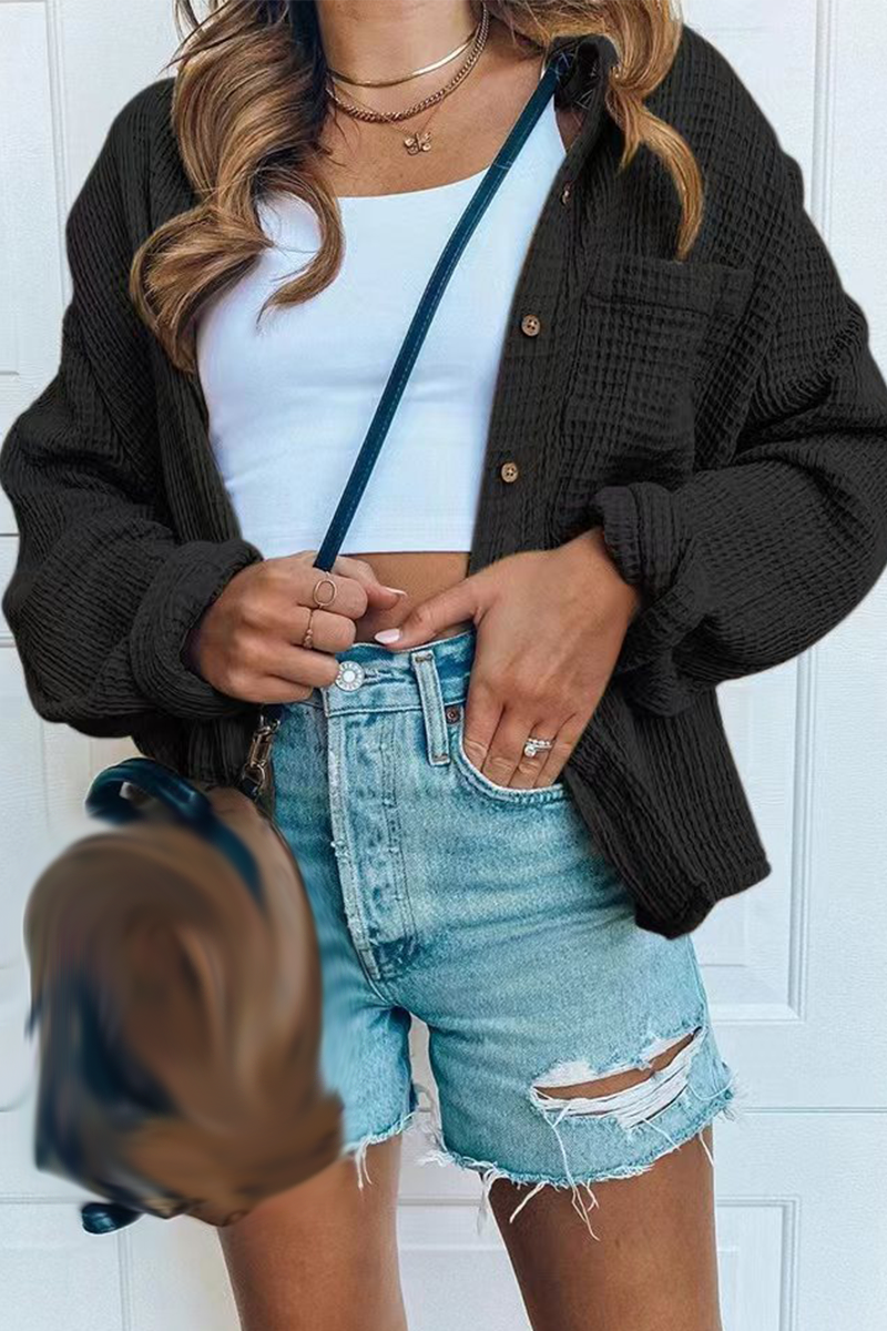 Patchwork Turndown Collar Blouses (3 Colors)