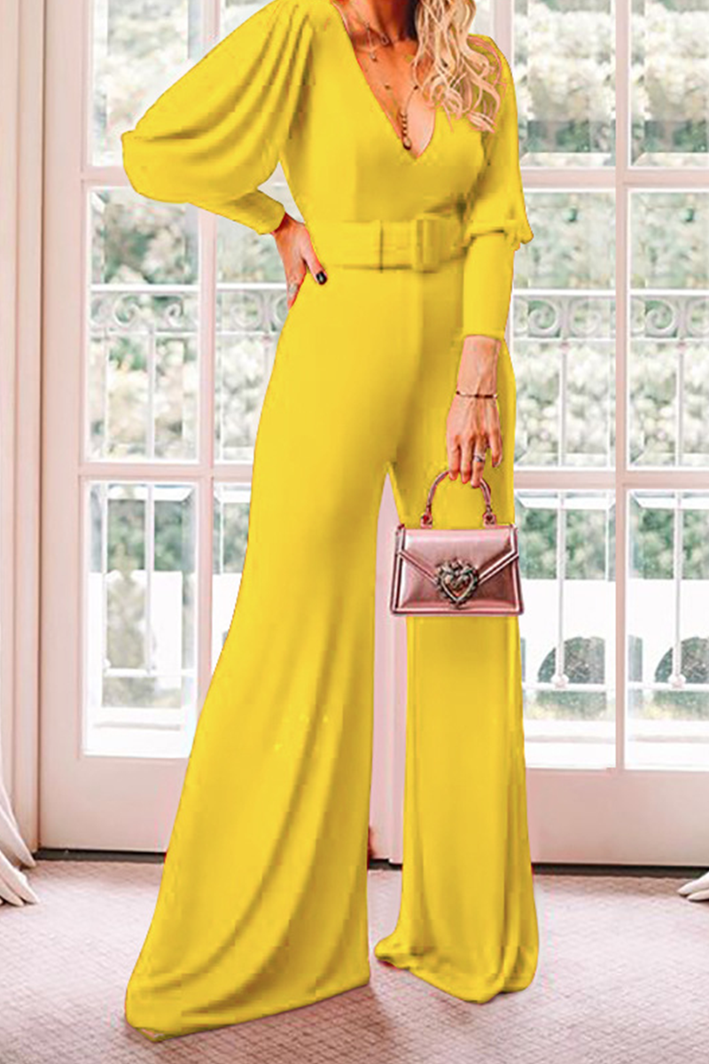 Patchwork V Neck Loose Jumpsuits(3 Colors)