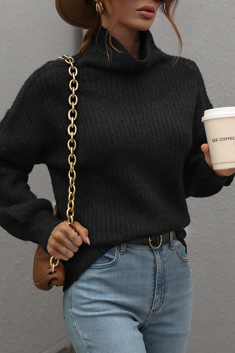 Patchwork Turtleneck Sweater(6 Colors)