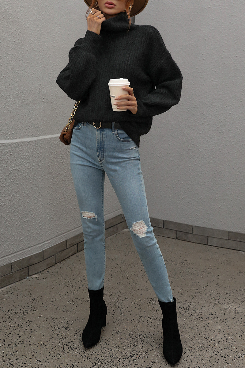 Patchwork Turtleneck Sweater(6 Colors)