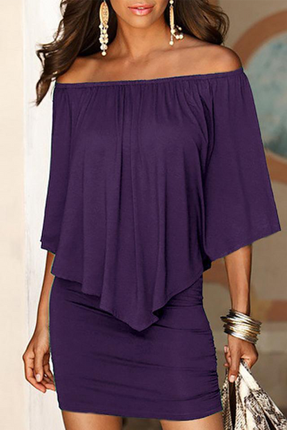 Patchwork Off the Shoulder Pencil Skirt Dresses(6 Colors)