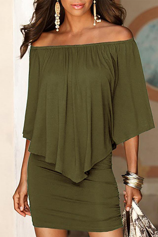 Patchwork Off the Shoulder Pencil Skirt Dresses(6 Colors)