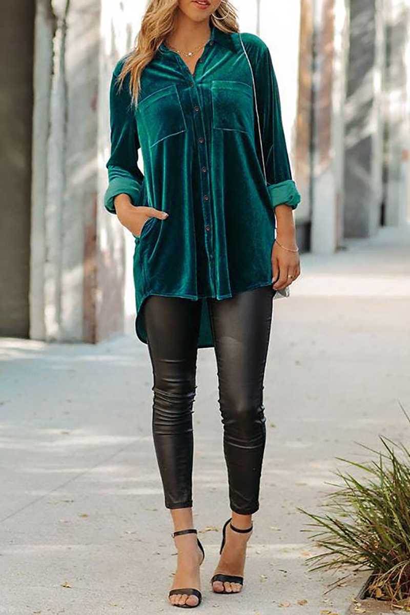 Patchwork Turndown Collar Blouses(3 Colors)