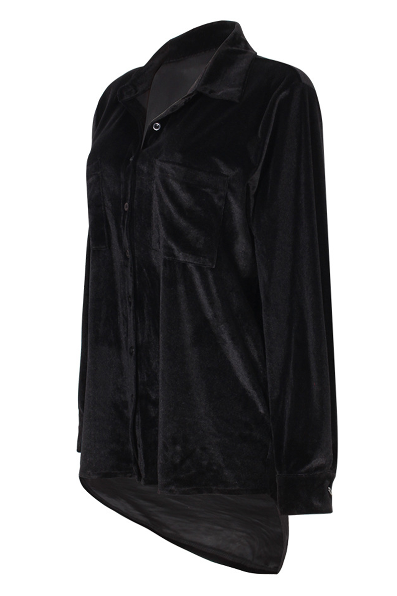 Patchwork Turndown Collar Blouses(3 Colors)