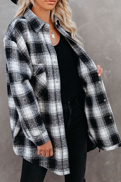 Plaid Patchwork Turndown Collar Blouses(6 Colors)