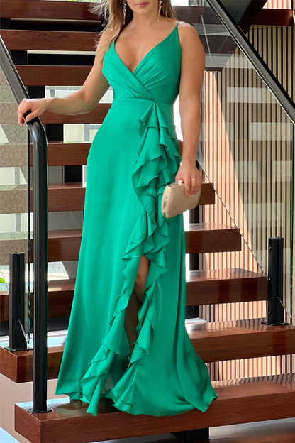Flounce Spaghetti Strap Waist Skirt Dresses