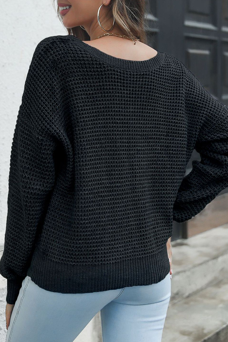 Patchwork V Neck Sweaters (3 Colors)