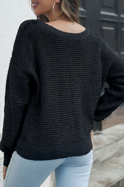 Patchwork V Neck Sweaters (3 Colors)