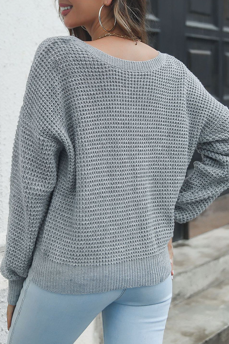 Patchwork V Neck Sweaters (3 Colors)
