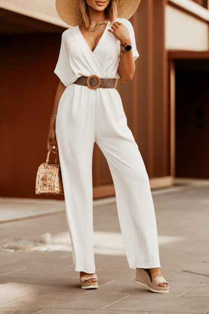 Patchwork V Neck Straight Jumpsuits(5 Colors)