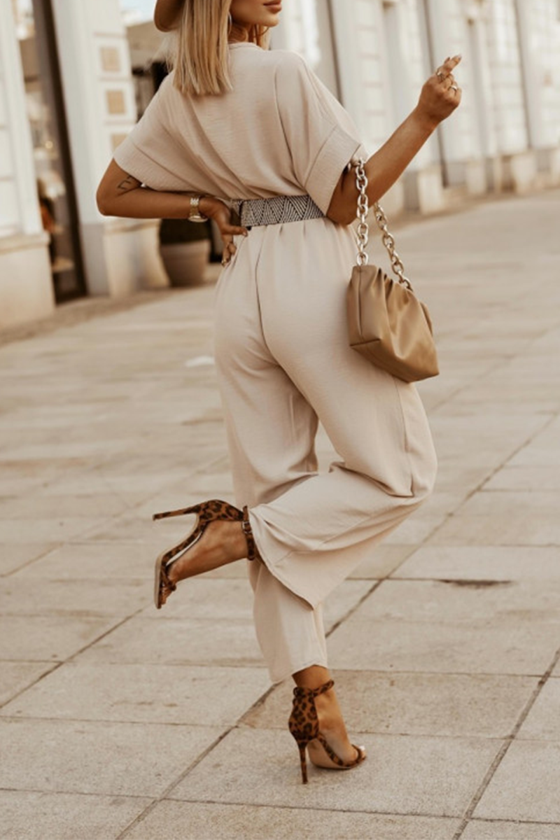 Patchwork V Neck Straight Jumpsuits(5 Colors)