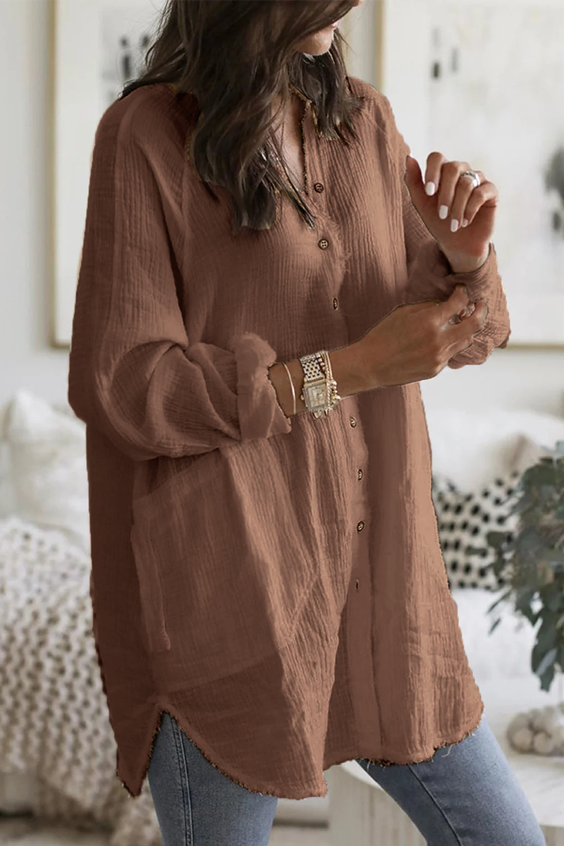 Patchwork Turndown Collar Blouses (3 Colors)