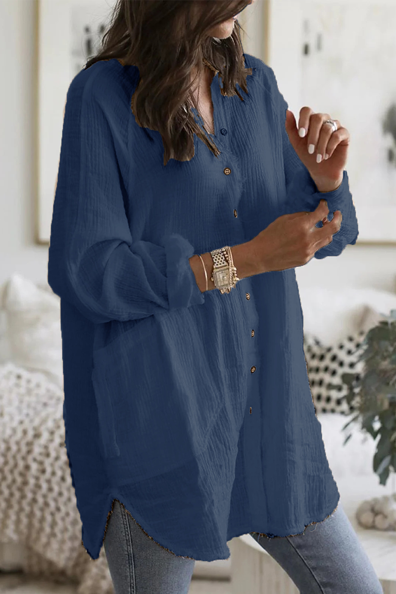 Patchwork Turndown Collar Blouses (3 Colors)