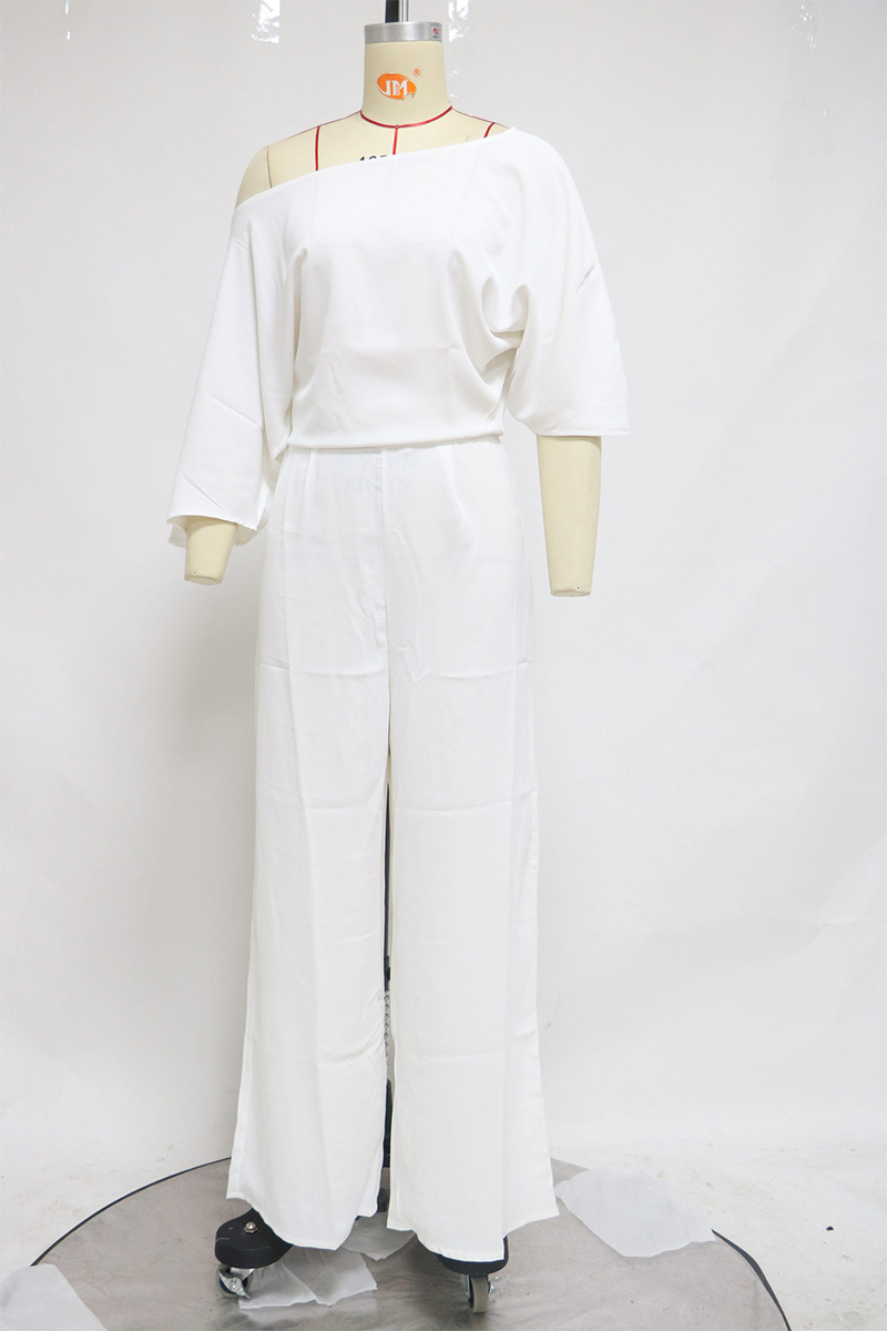 Patchwork One Shoulder Straight Jumpsuits