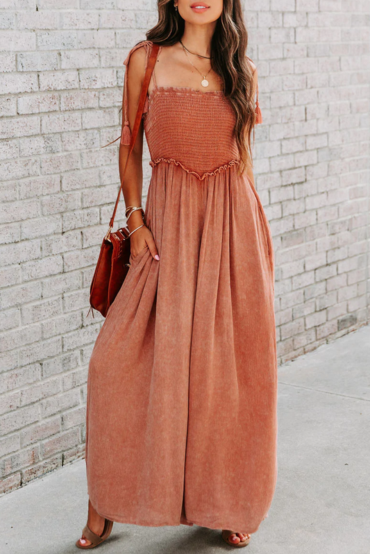 Patchwork Square Collar Straight Jumpsuits