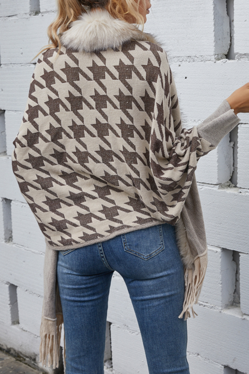Plaid Tassel Cardigan Collar Outerwear(4 Colors)
