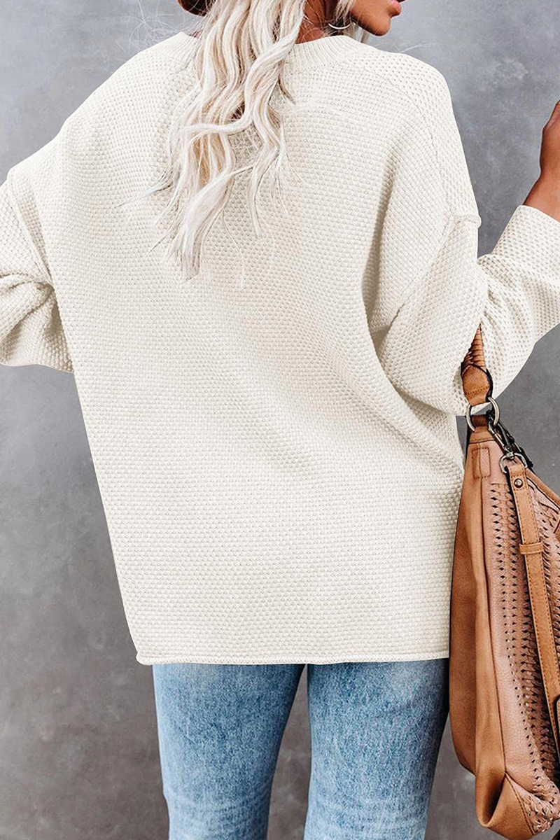 Buckle V Neck Sweaters(4 Colors)