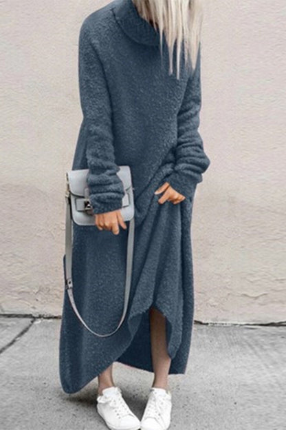 Patchwork Turtleneck One Step Skirt Dresses(4 Colors)