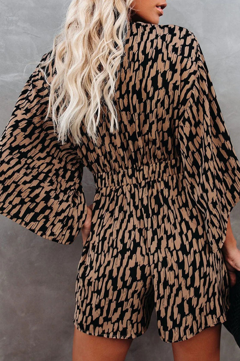 Striped Print Strap Design V Neck Loose Jumpsuits(6 Colors)