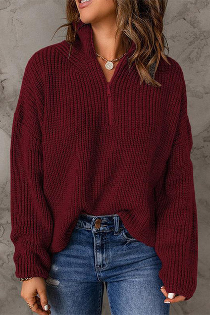 Zipper Zipper Collar Sweaters(8 Colors)