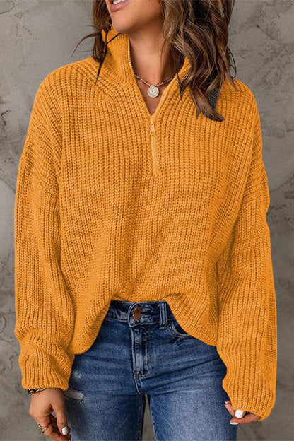 Zipper Zipper Collar Sweaters(8 Colors)