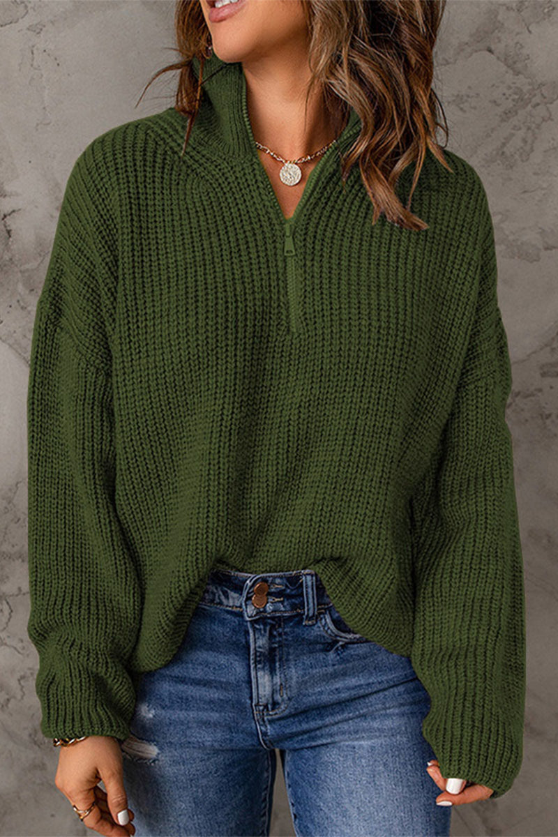 Zipper Zipper Collar Sweaters(8 Colors)