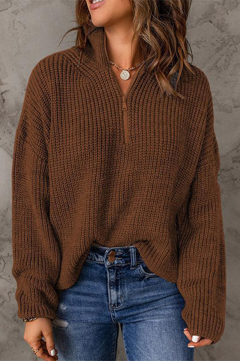 Zipper Zipper Collar Sweaters(8 Colors)