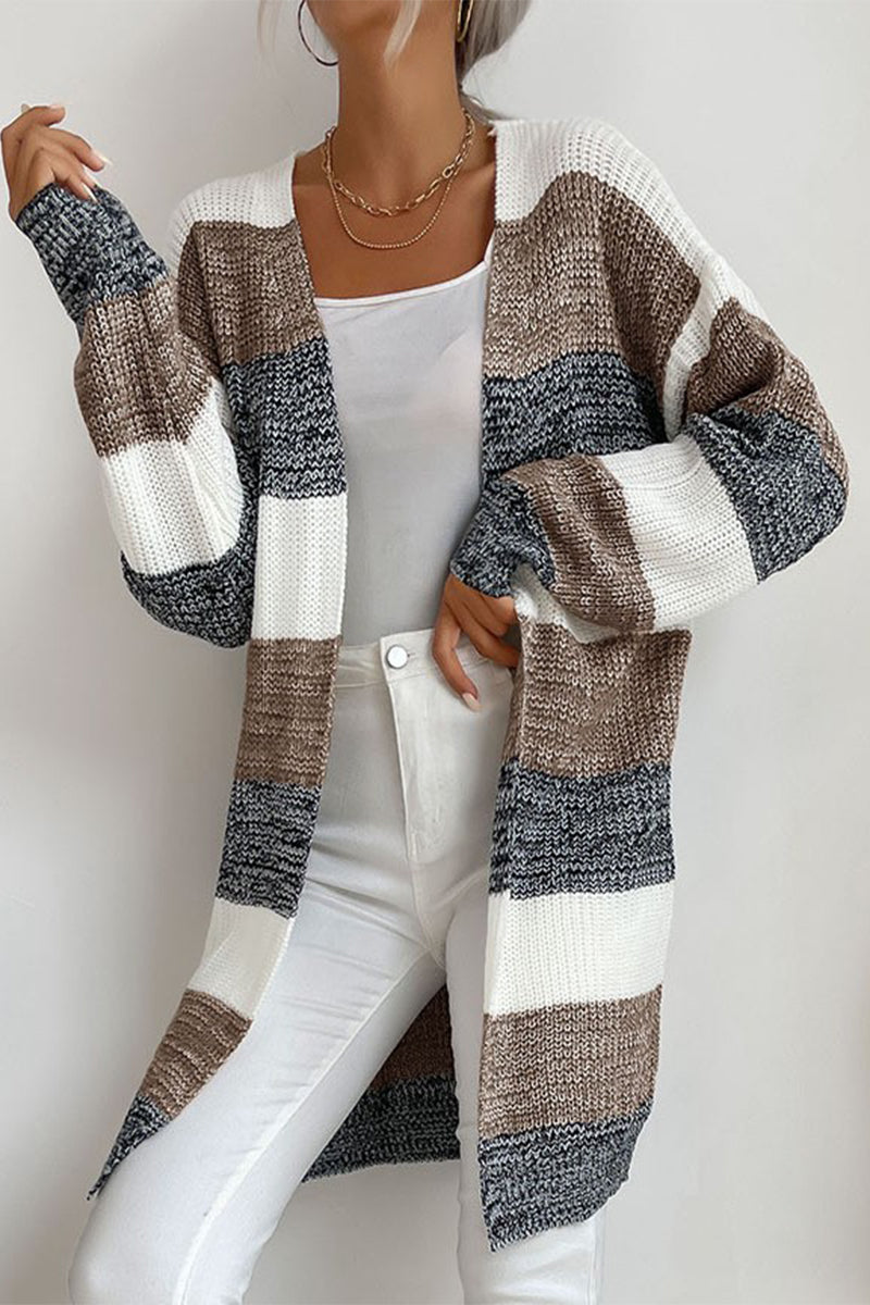 Color Block Contrast V Neck Sweaters(6 Colors)