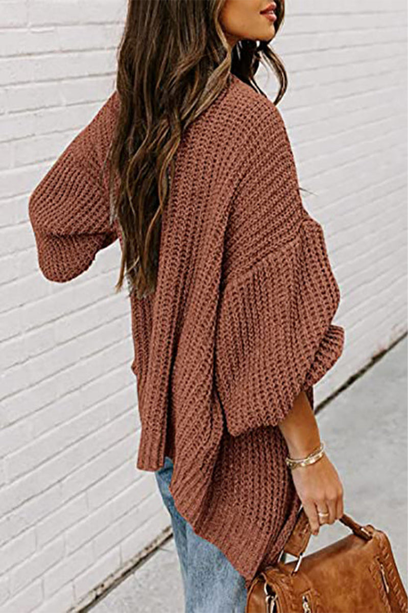 Color V Neck Sweater Cardigans(6 Colors)