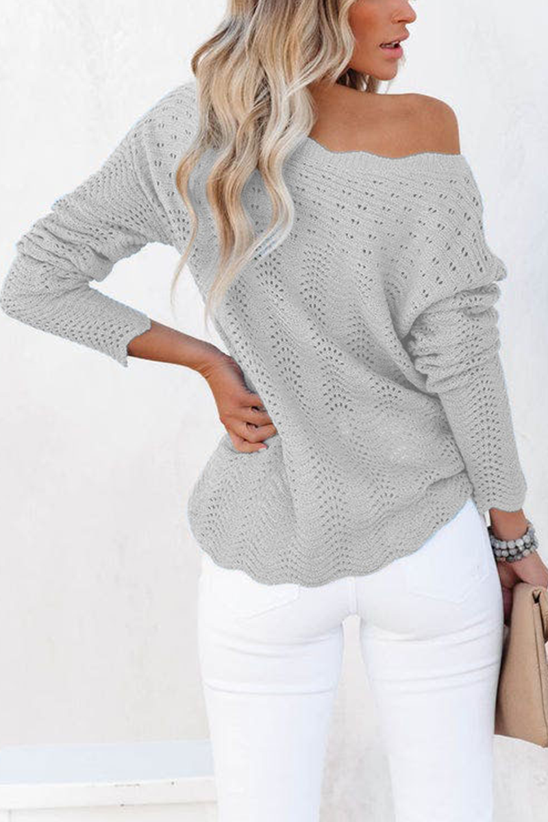 Hollowed Out Patchwork O Neck Sweaters(7 Colors)）