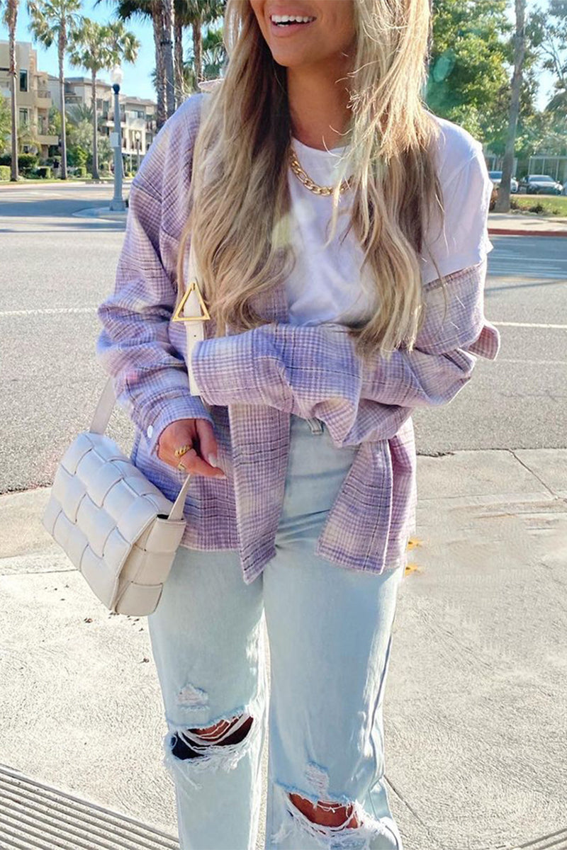 Print Buckle Turndown Collar T-shirts