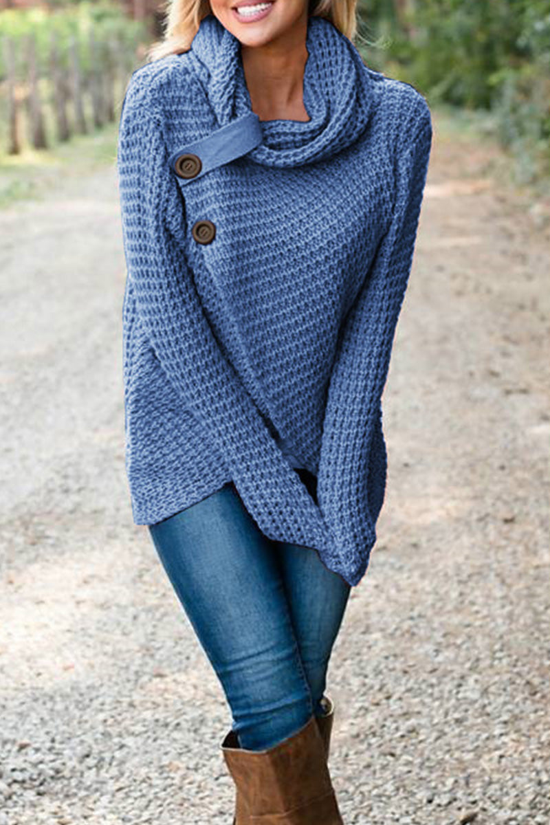 Patchwork Scarf Collar Sweaters(4 Colors)