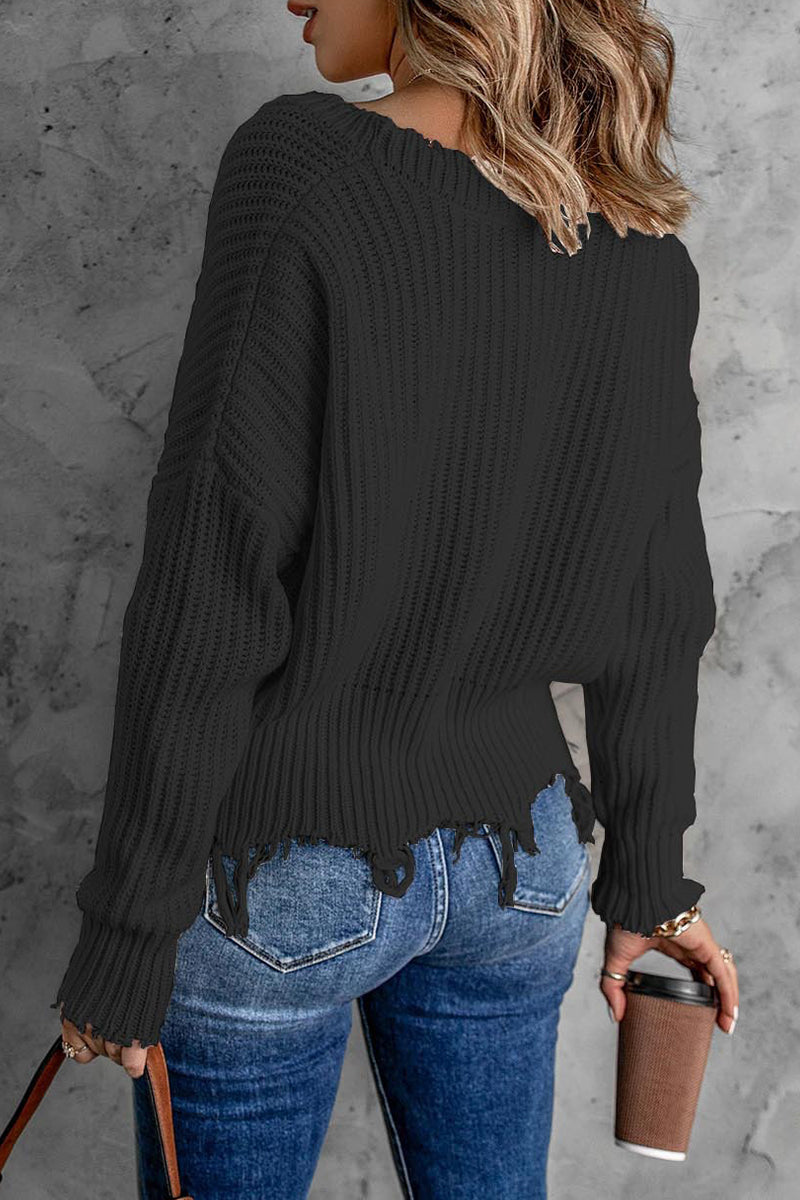 Tassel V Neck Sweaters(8 Colors)