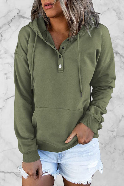 Buttons V Neck Hoodies(9 Colors)