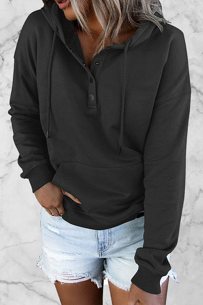 Buttons V Neck Hoodies(9 Colors)