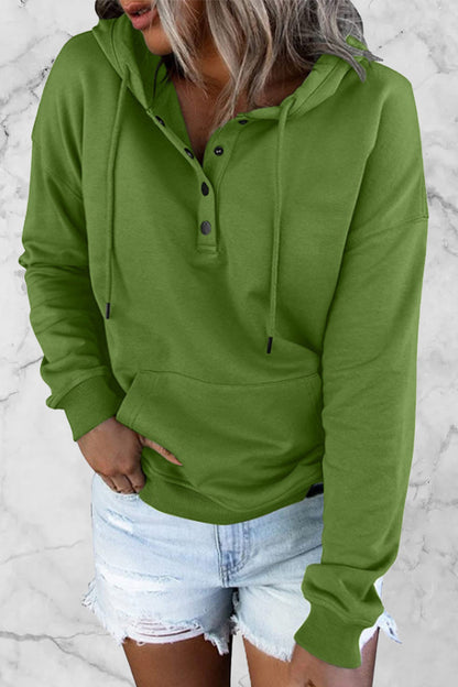 Buttons V Neck Hoodies(9 Colors)