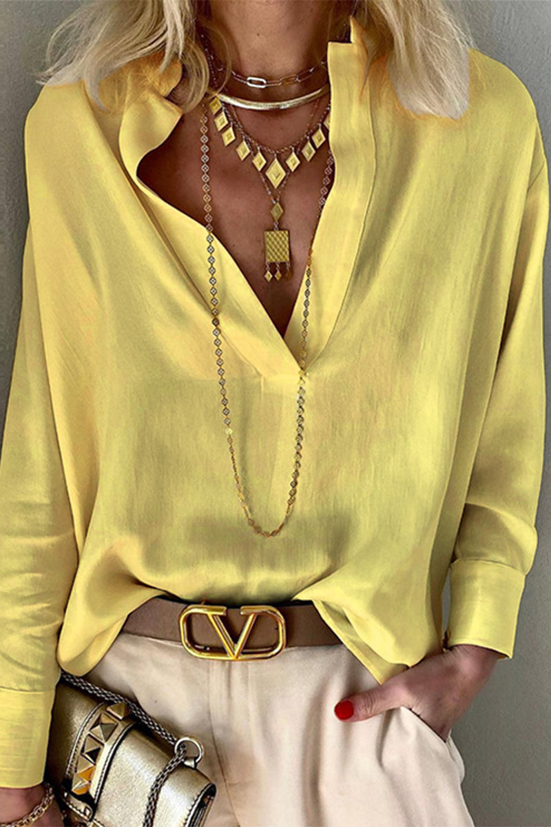 Color Mandarin Collar Blouses(3 Colors)