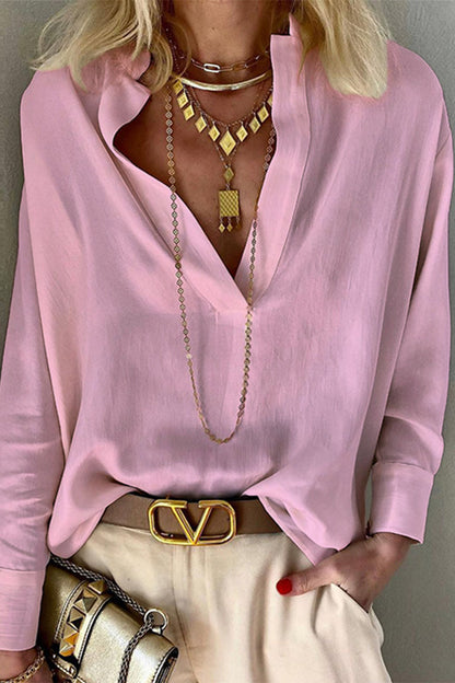 Color Mandarin Collar Blouses(3 Colors)