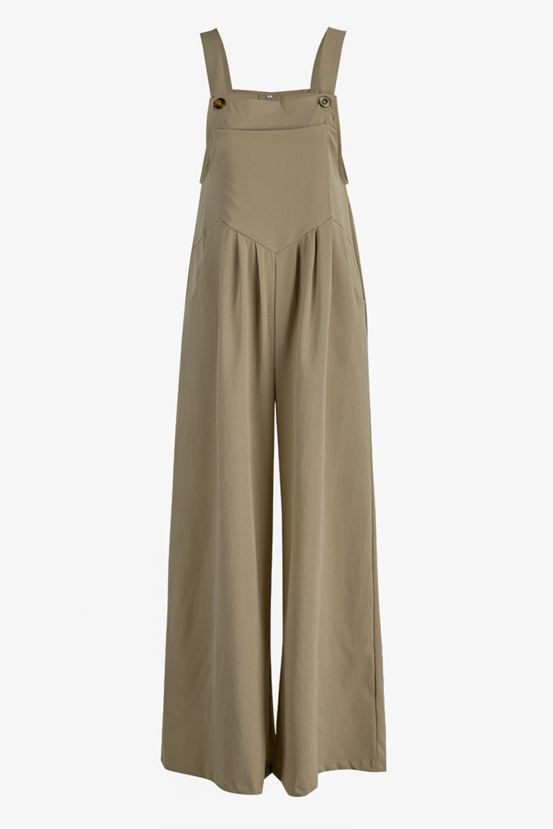 Square Neck Pocket Loose Jumpsuit(13 Colors)