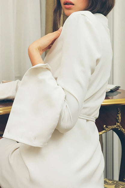 Patchwork Frenulum With Belt V Neck Wrapped Skirt Dresses