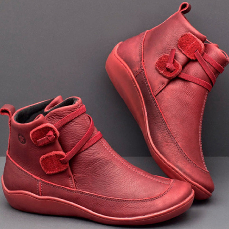Patchwork Round Leather Shoes