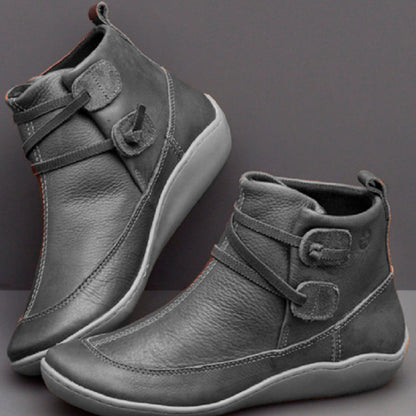 Patchwork Round Leather Shoes